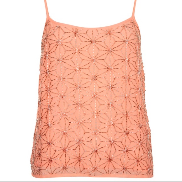 Topshop Beaded Flower Embellished Crop Cami Top - Picture 3 of 8
